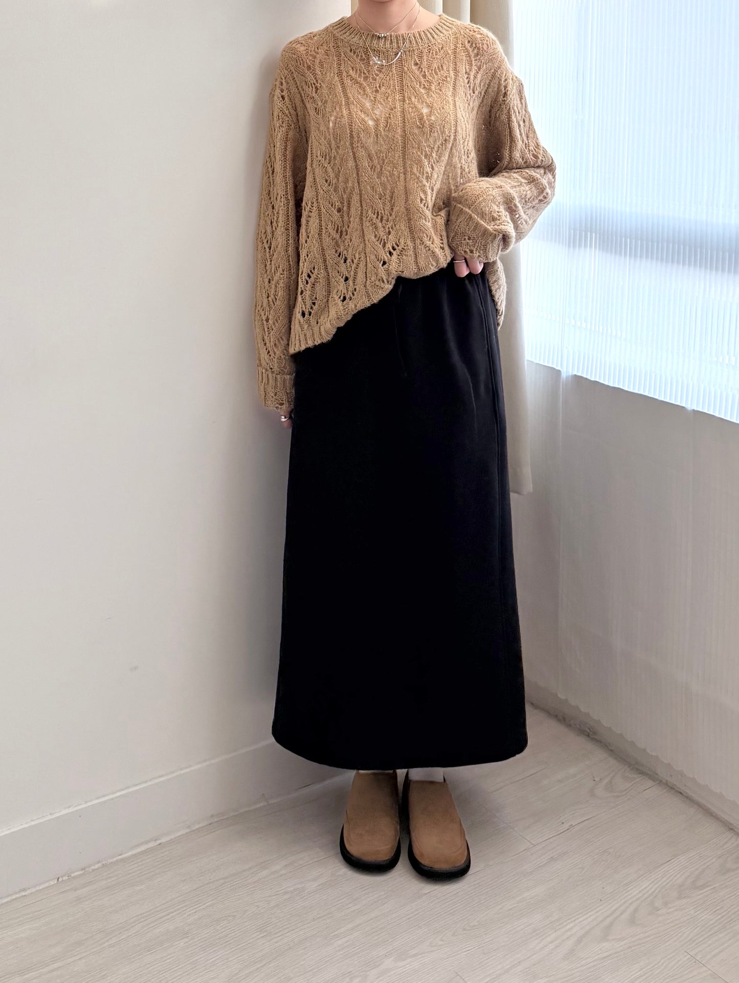 essential cotton skirt （charcoal / black）現貨*