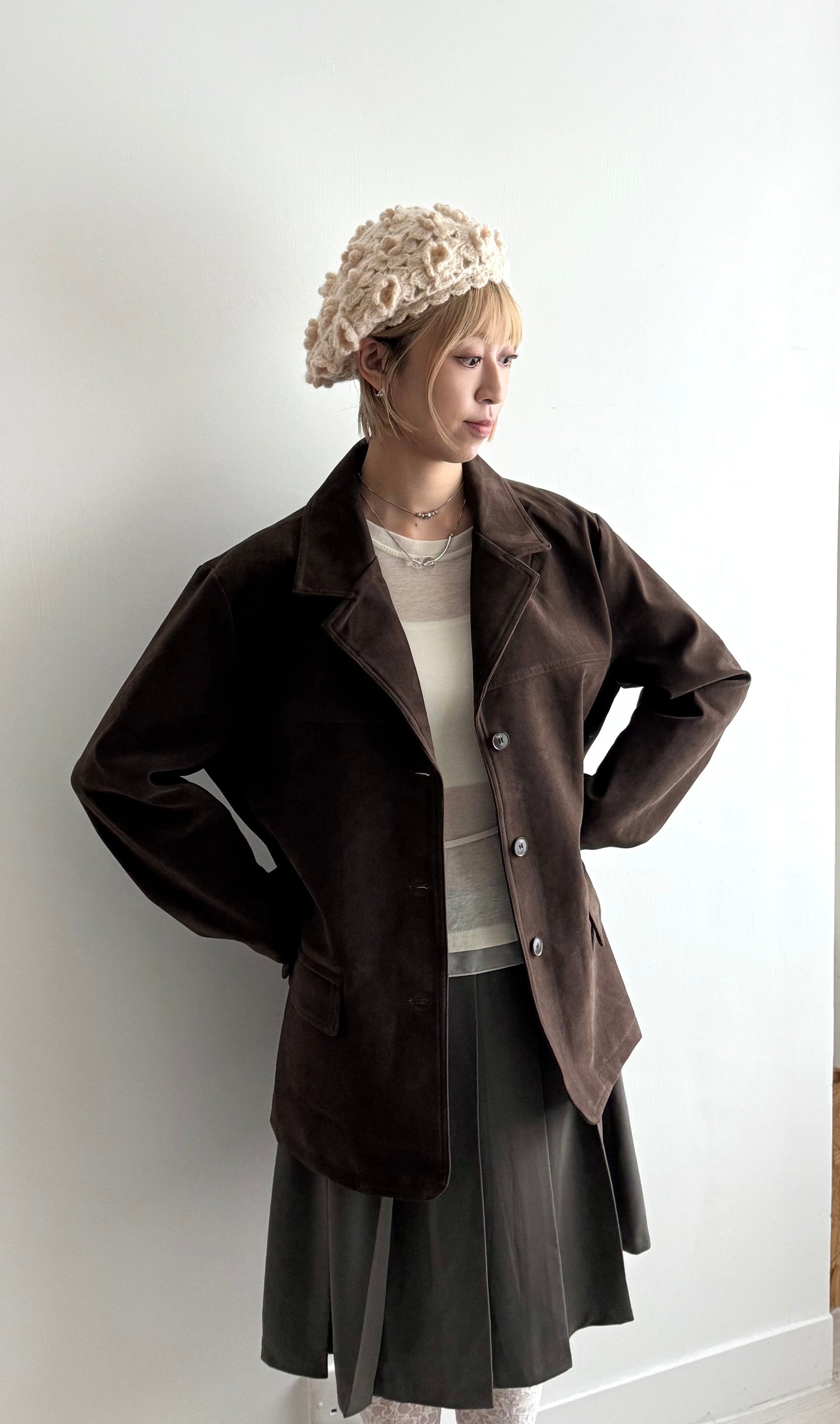 suede jacket (khaki/brown) *少量現貨