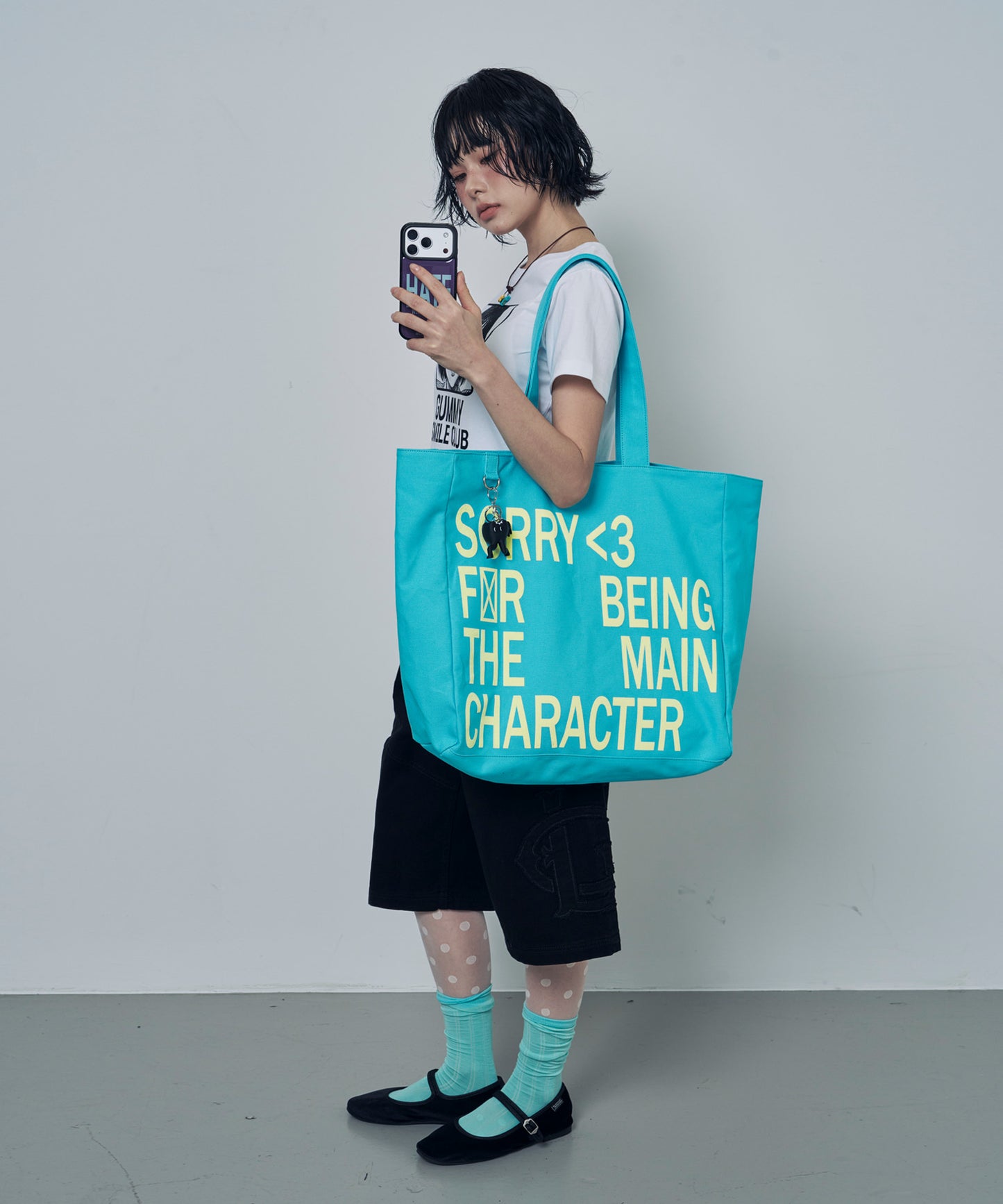 （韓國代購）LSC SLOGAN LOGO BIG ECO BAG (purple/pink/navy/mint)