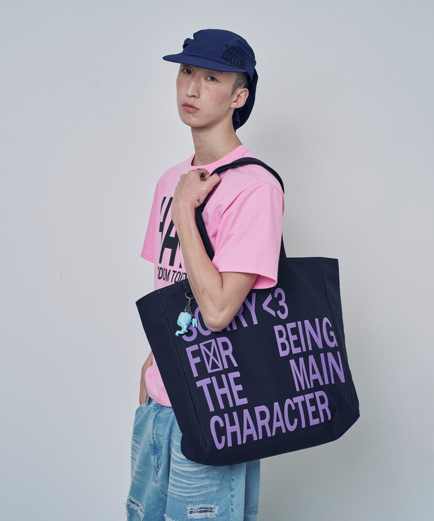 （韓國代購）LSC SLOGAN LOGO BIG ECO BAG (purple/pink/navy/mint)