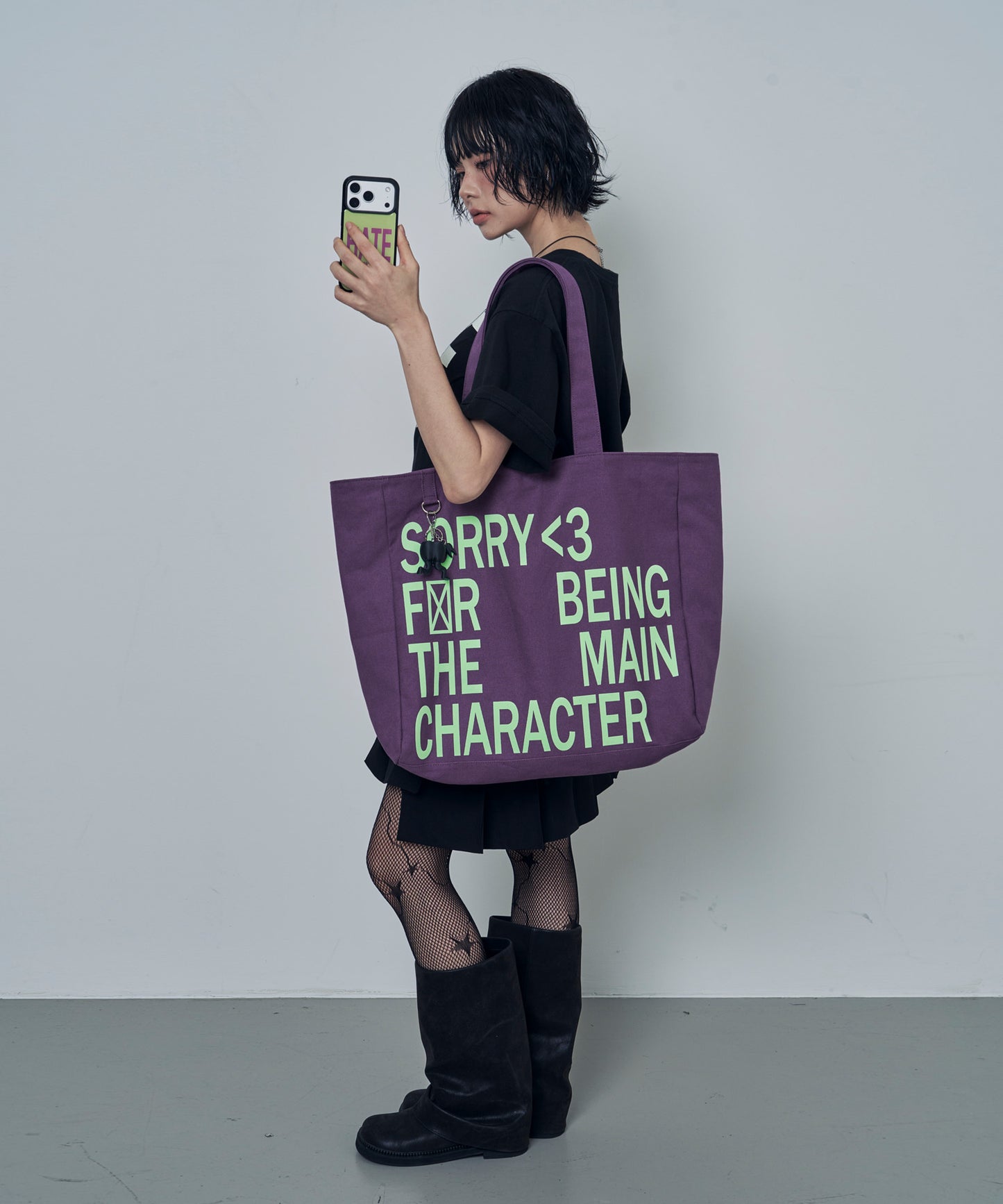 （韓國代購）LSC SLOGAN LOGO BIG ECO BAG (purple/pink/navy/mint)
