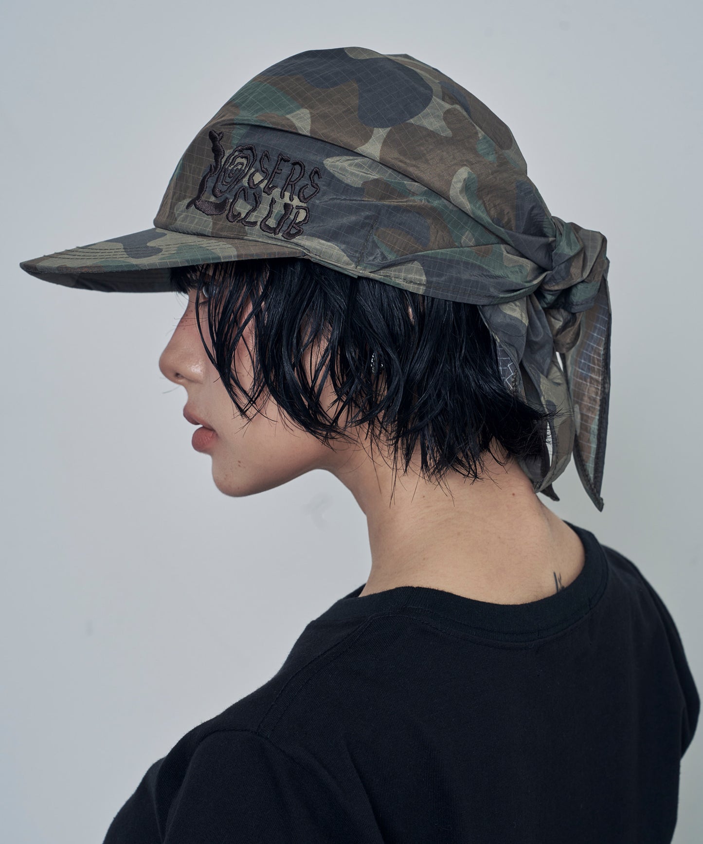 （韓國代購）LSC SEERSUCKER SCARF BANDANNA CAP (black/navy/sky blue/camo)