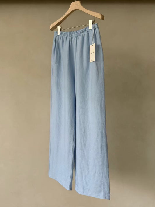 year end sale- Linen cool pants(light blue/black) 現貨