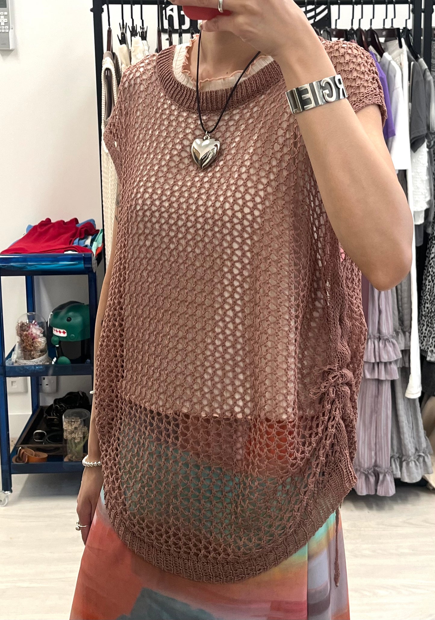 mesh vest(brown/pink/cream) 少量現貨