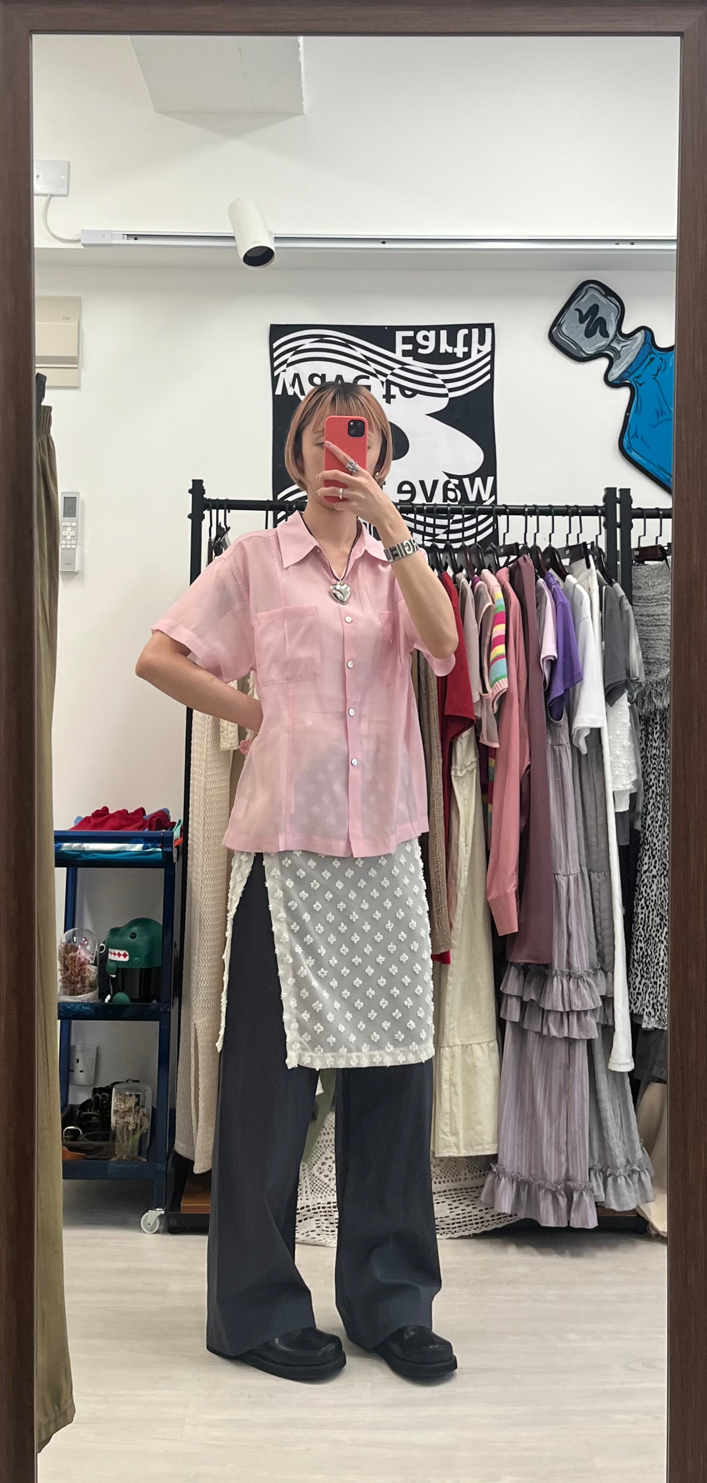 (sale) see through shirt-pink