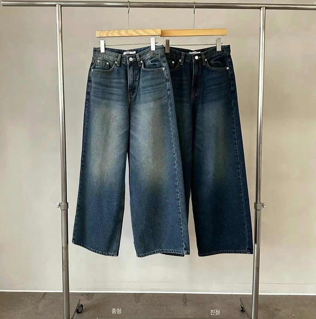 washed wide jeans(dark/light)(s/m)