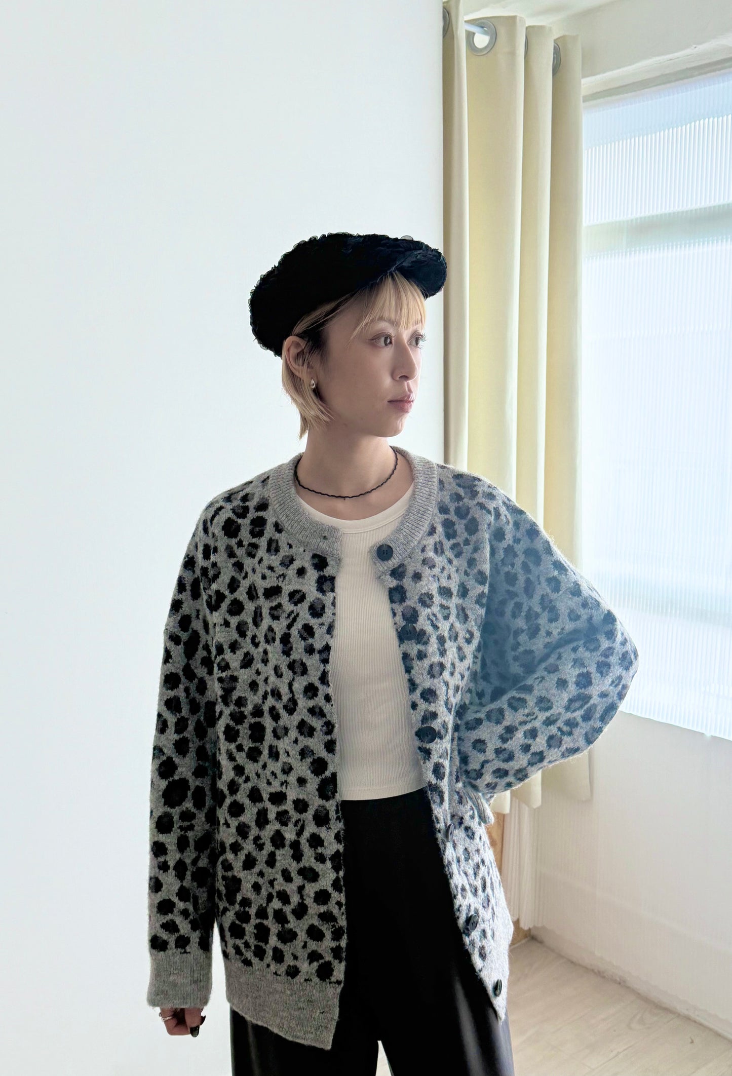 leopard cardigan(brown/grey) 現貨