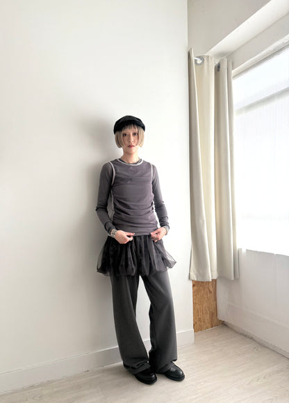 sheer mini skirt(black/grey dots) 灰色現貨