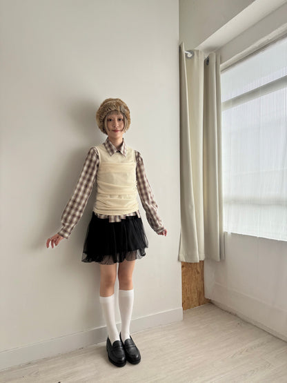 sheer mini skirt(black/grey dots) 灰色現貨