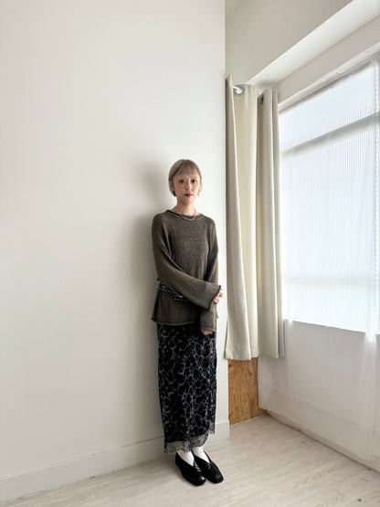 leopard sheer skirt(grey/brown)