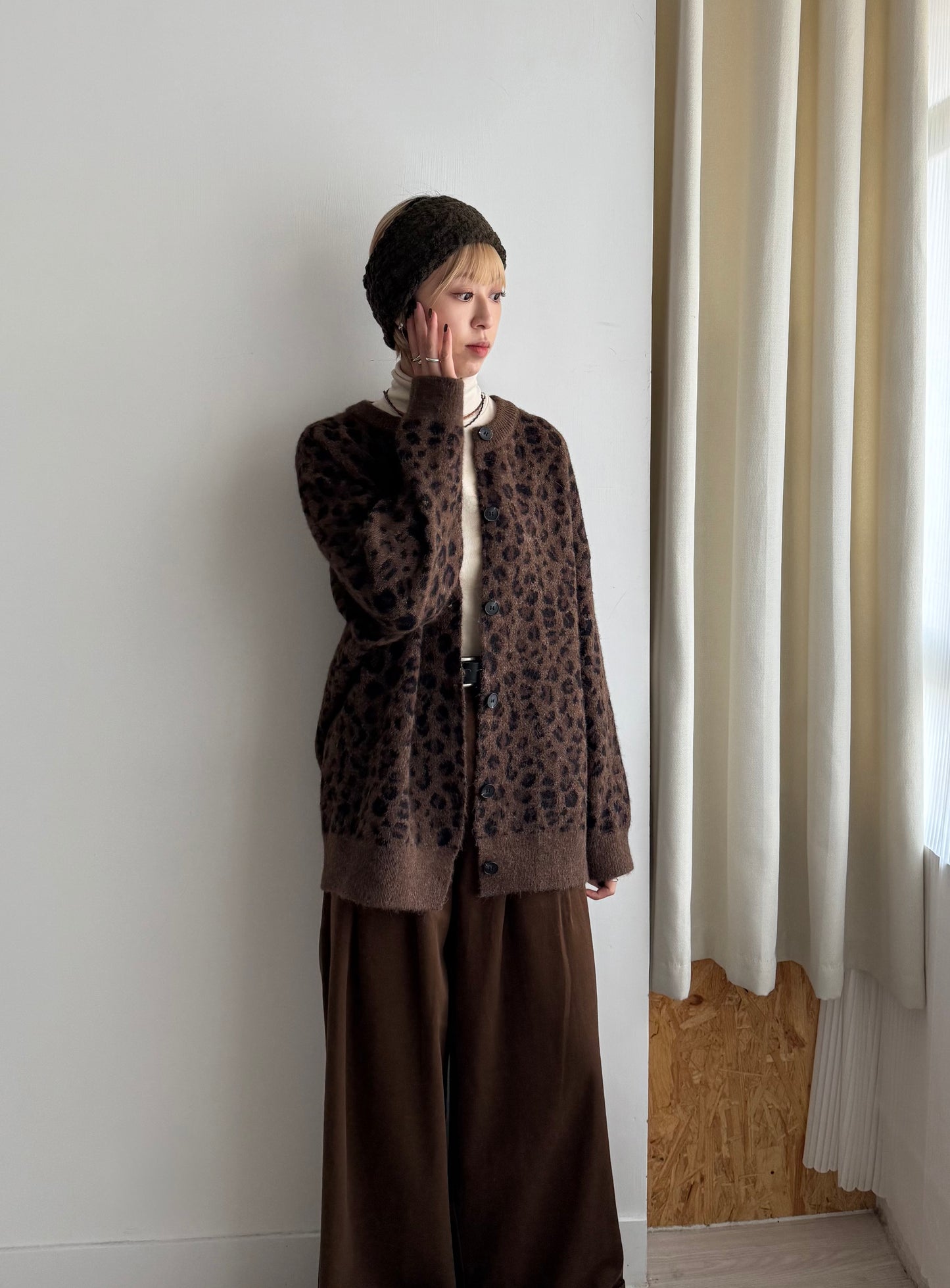 leopard cardigan(brown/grey) 現貨