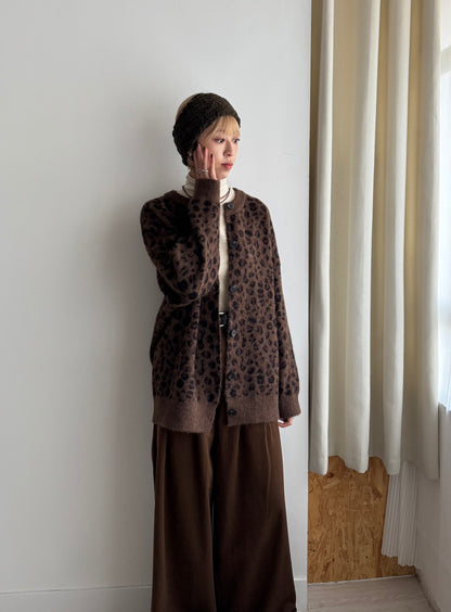 leopard cardigan(grey) 現貨