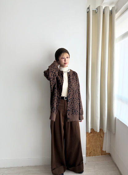 leopard cardigan(grey) 現貨