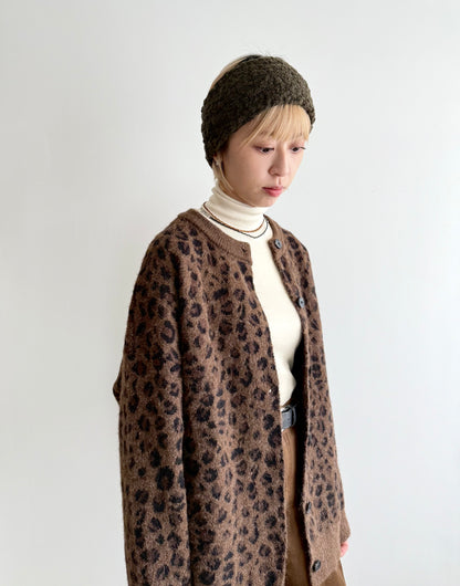 leopard cardigan(grey) 現貨
