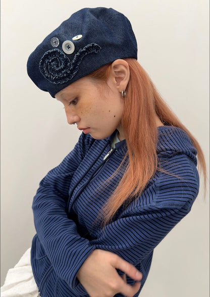 （韓國代購）typeservice buttoned ruffle beret hat