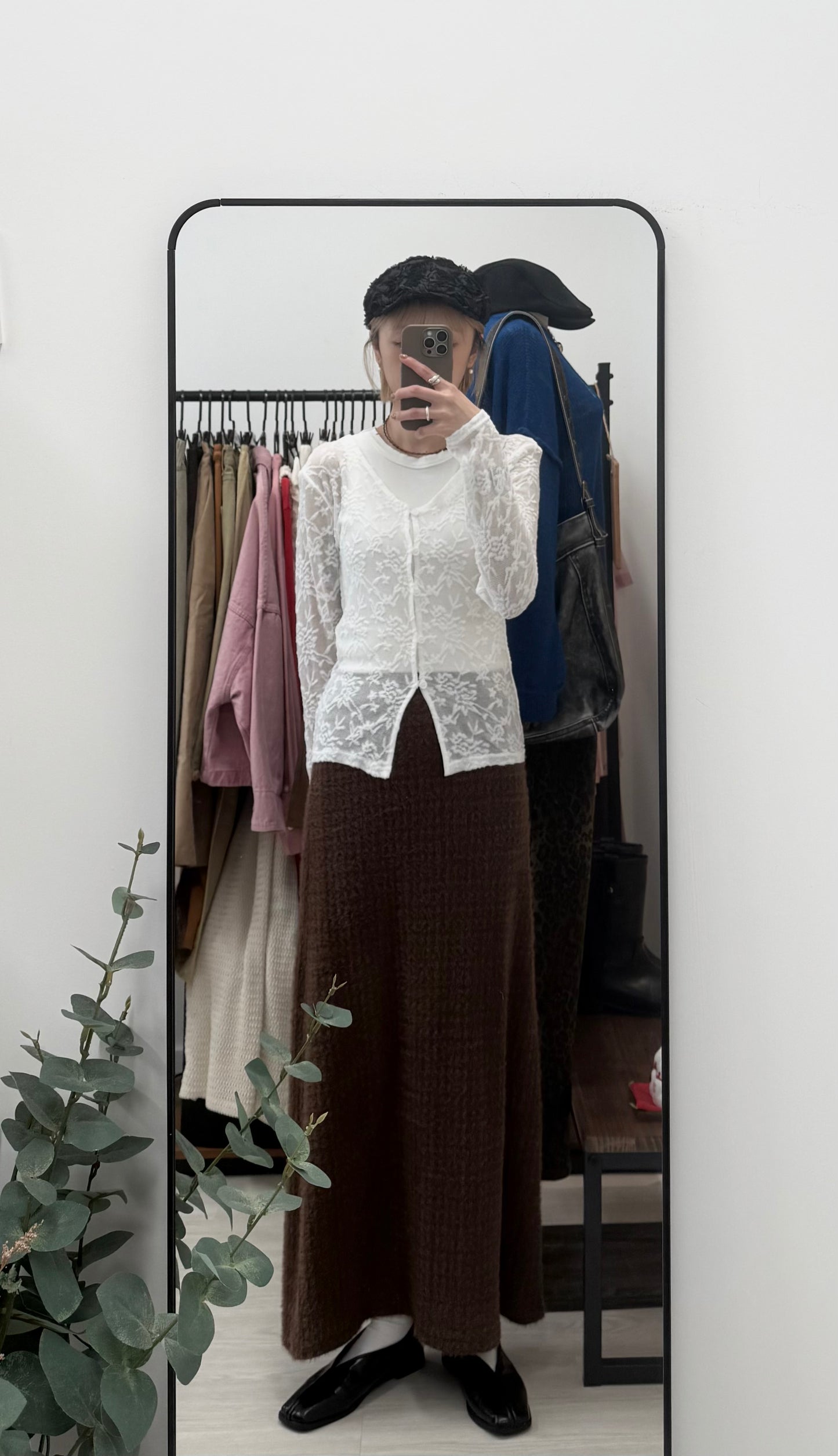 momo skirt(brown/white) *現貨