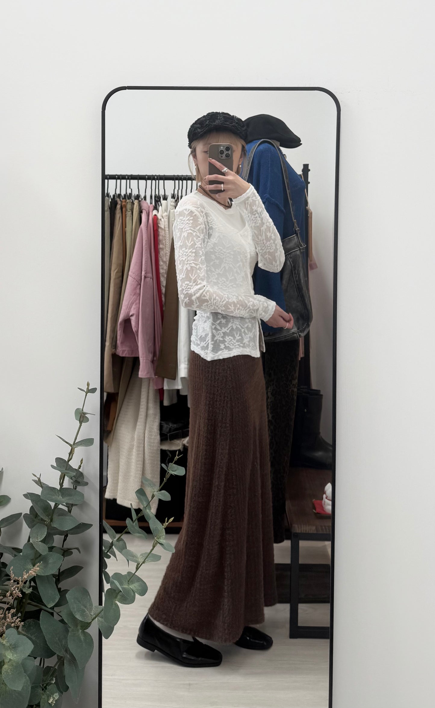 momo skirt(brown/white) *現貨