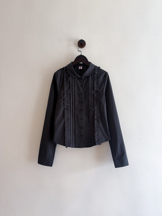 slim cut shirt(charcoal/white) 現貨