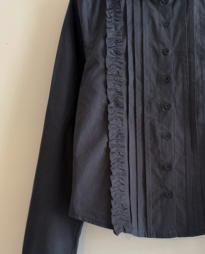 slim cut shirt(charcoal/white) 現貨