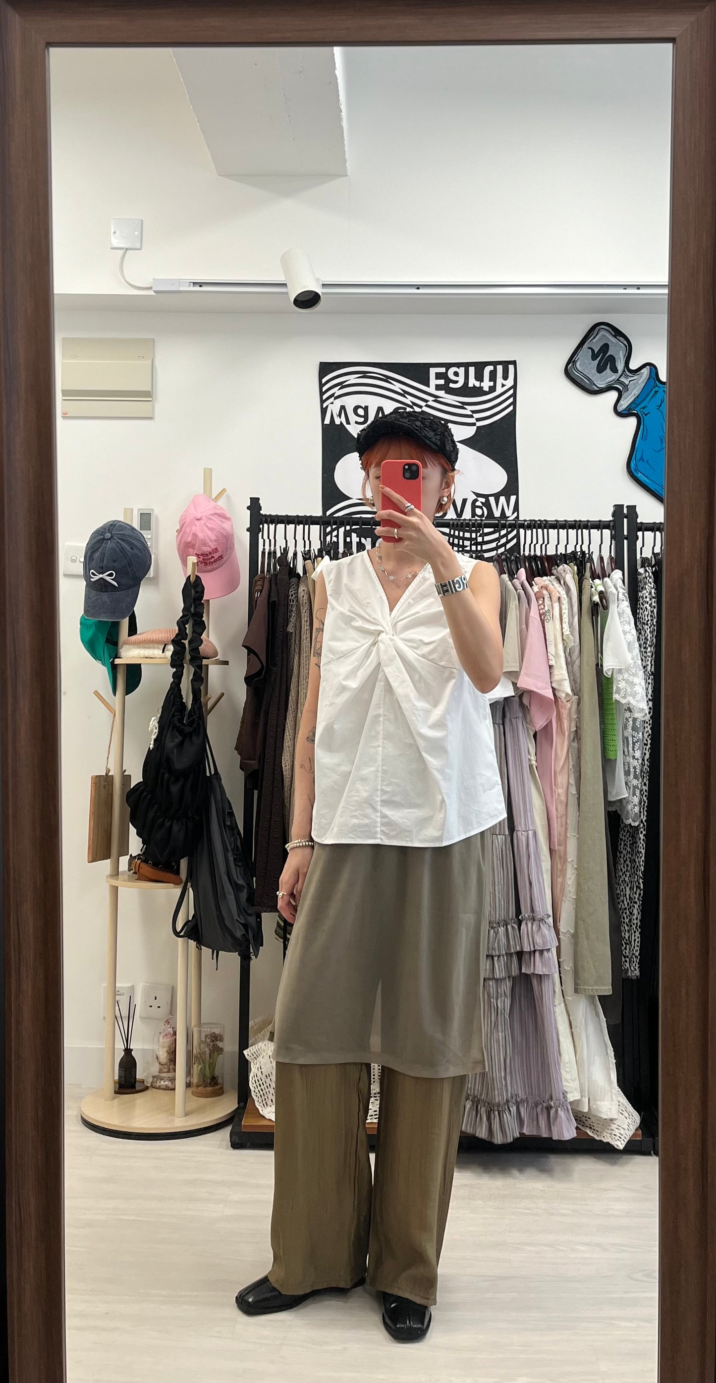 (現貨)sheer skirt(orange/grey)