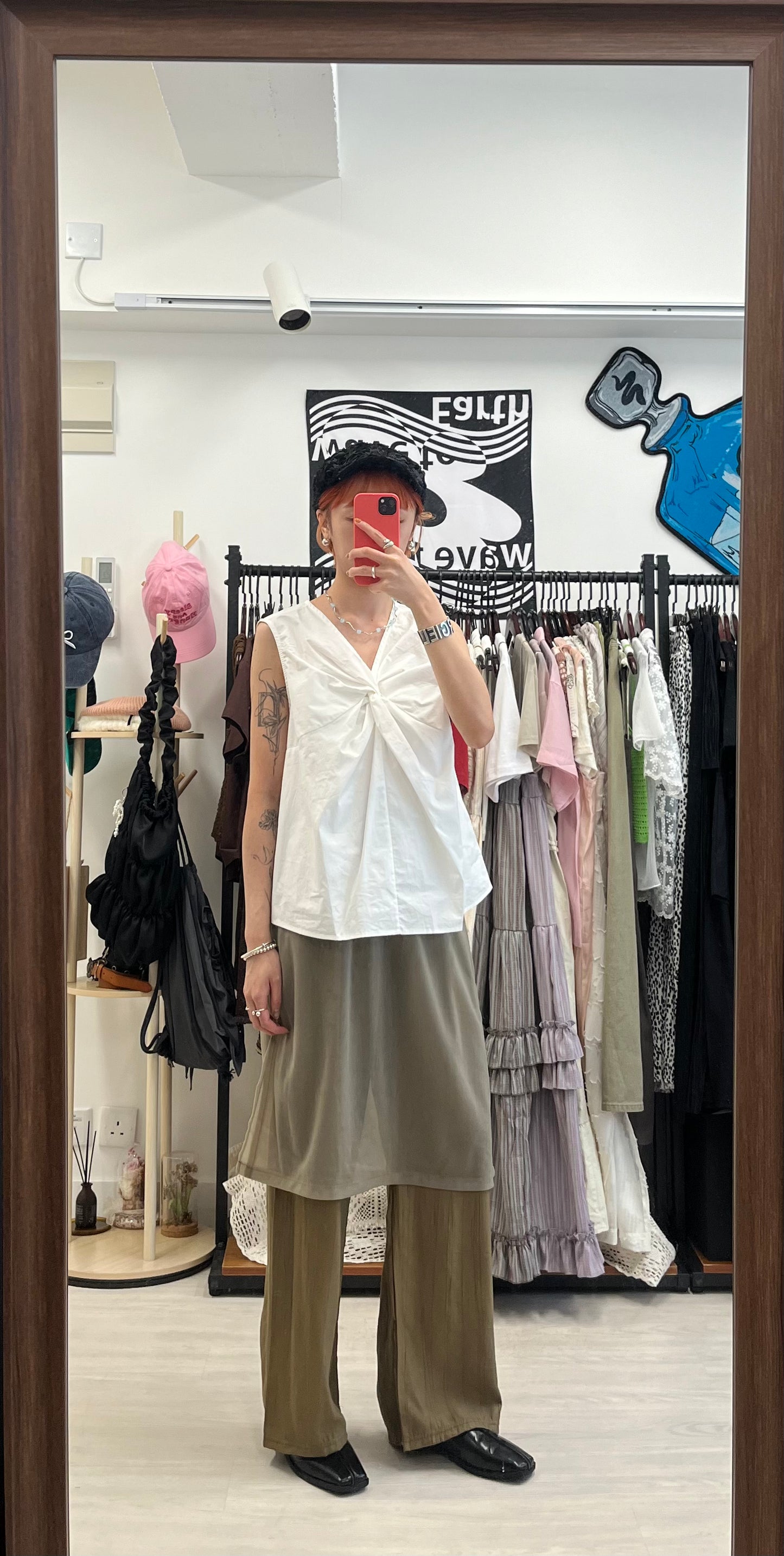 (現貨)sheer skirt(orange/grey)