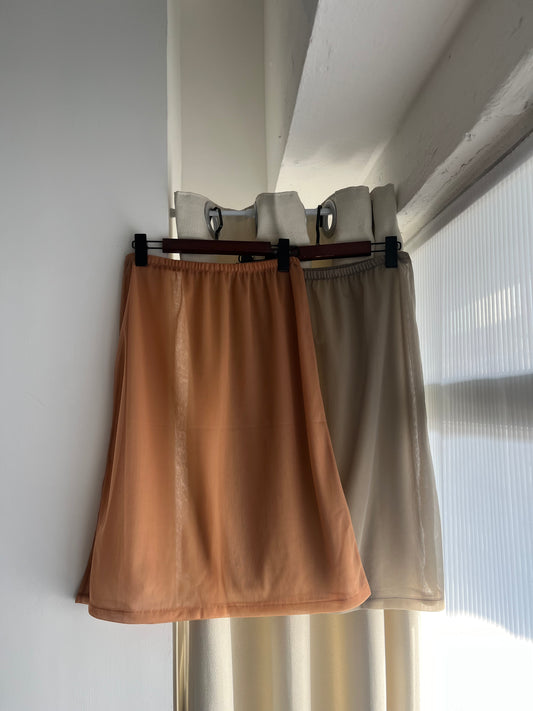 (現貨)sheer skirt(orange/grey)