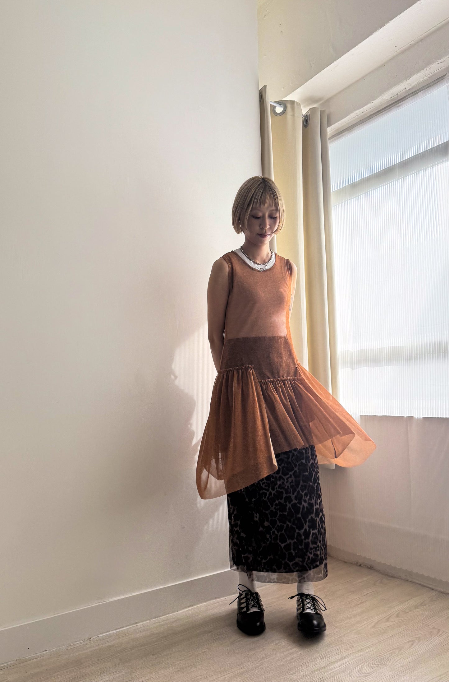 irregular layered vest(orange)