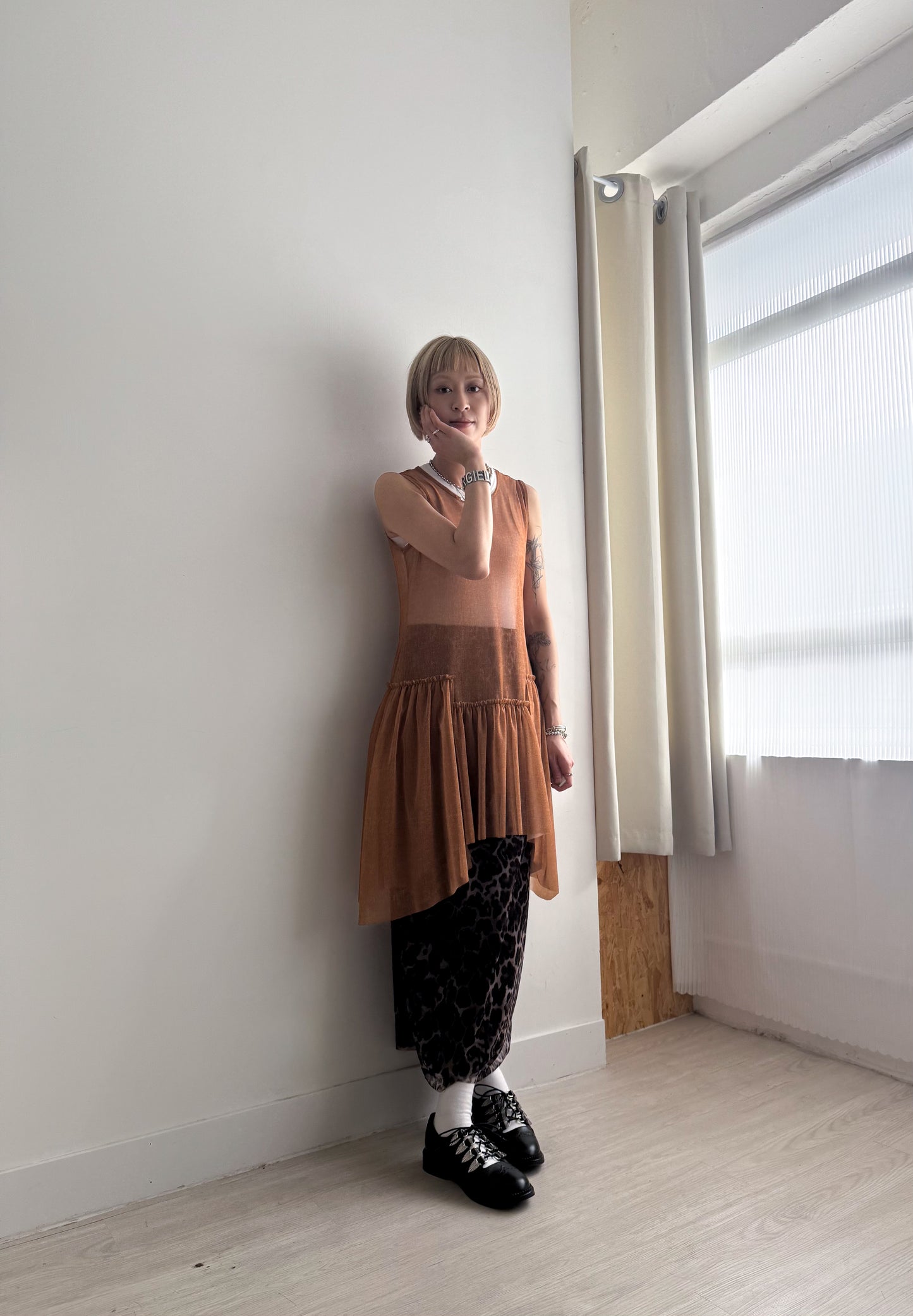 irregular layered vest(orange)