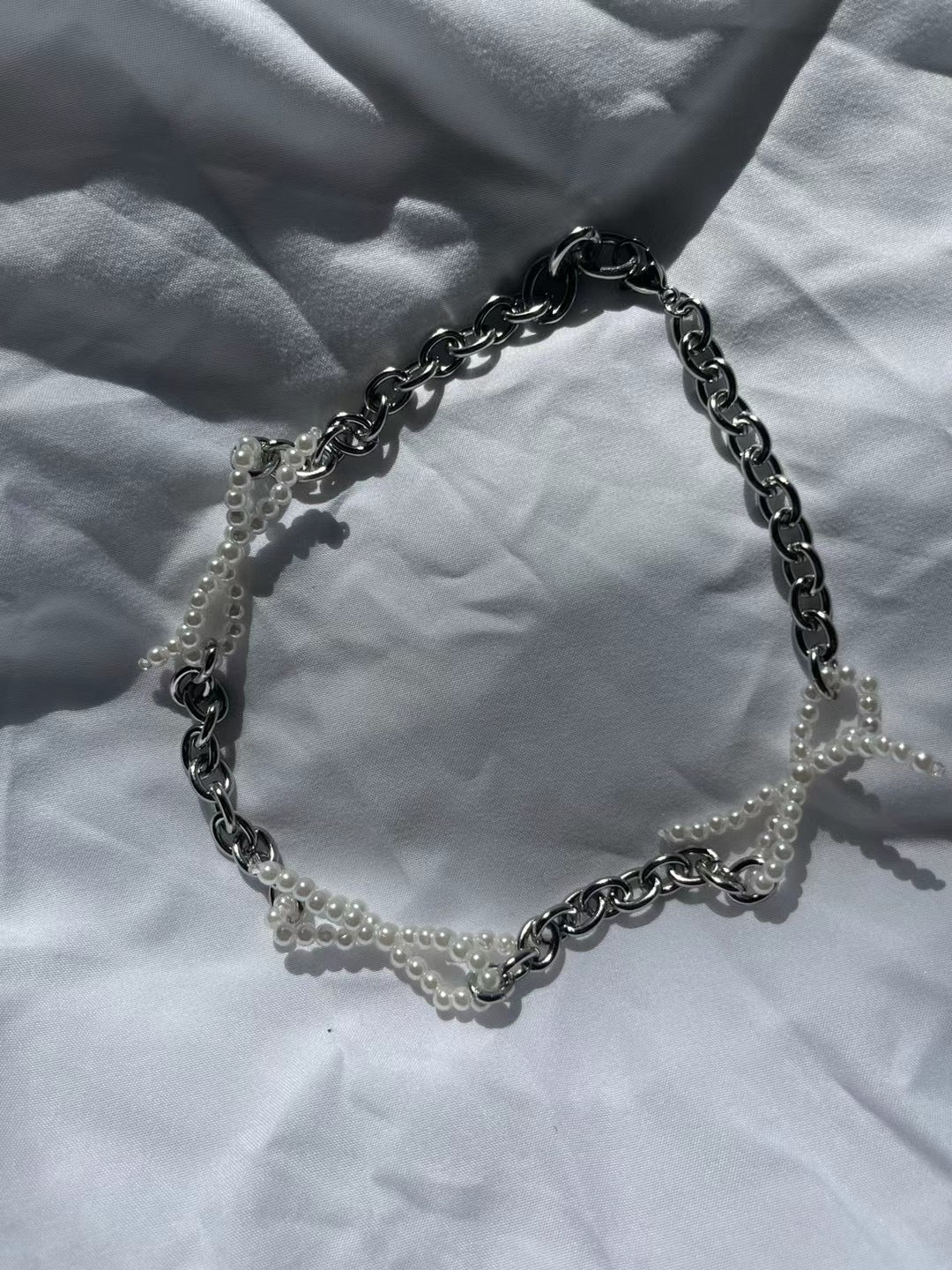 pearl ribbon necklace