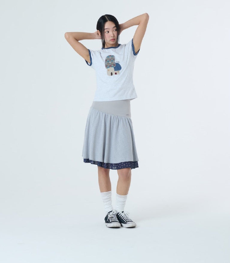 （韓國代購）AEAE mushroom applique tee(light grey/oatmeal)