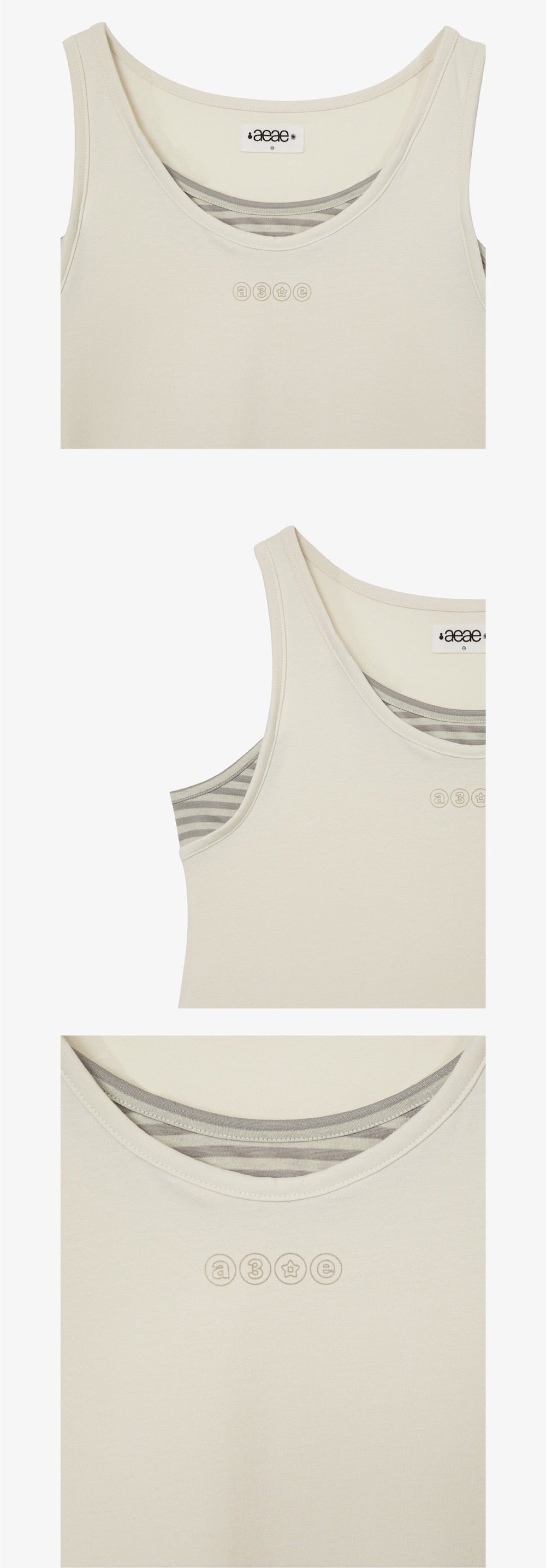 （韓國代購）AEAE stripe layered sleeveless (ivory/ash)
