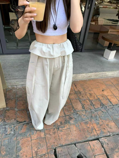 layered balloon pants （beige/black)