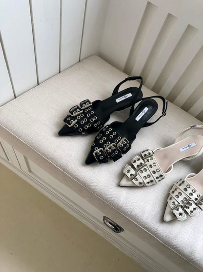 buckle heels(black/ivory)(230-250)