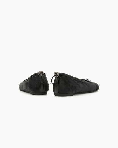 （韓國代購）PAES Calf String Flat ( Calf Hair Black ) (225-255)