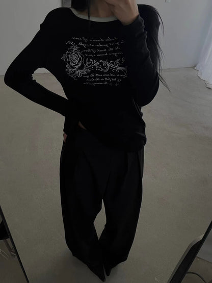 rose tee (ivory/black/charcoal/pink)