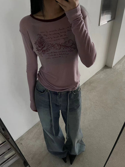 rose tee (ivory/black/charcoal/pink)