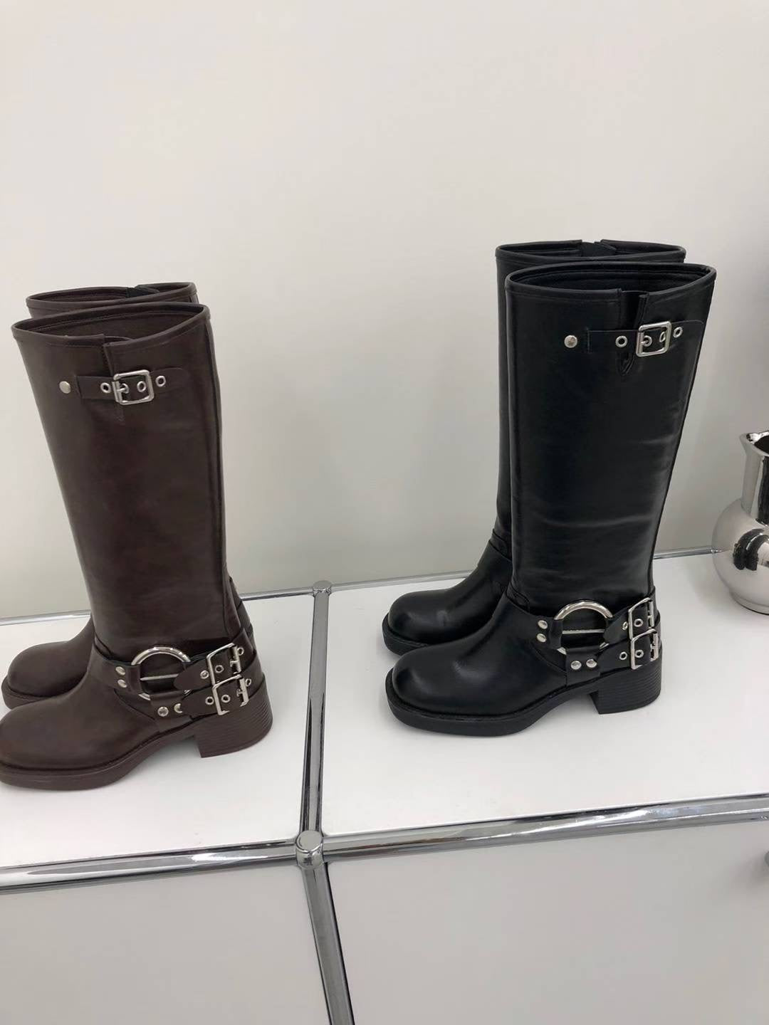 buckle boots (black/brown)(230-250)