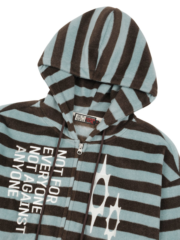 (韓國代購) LSC LOGO STRIPE FLEECE 2-WAY HOODIE ZIP-UP (SKYBLUE)
