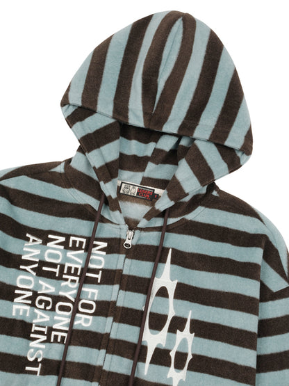 (韓國代購) LSC LOGO STRIPE FLEECE 2-WAY HOODIE ZIP-UP (SKYBLUE)