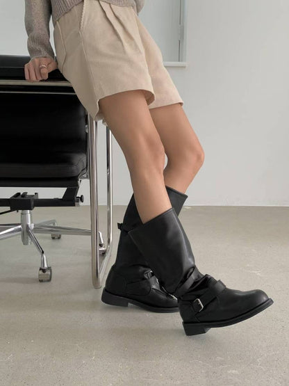 foldable buckle boots(black/brown/beige) (225-250)