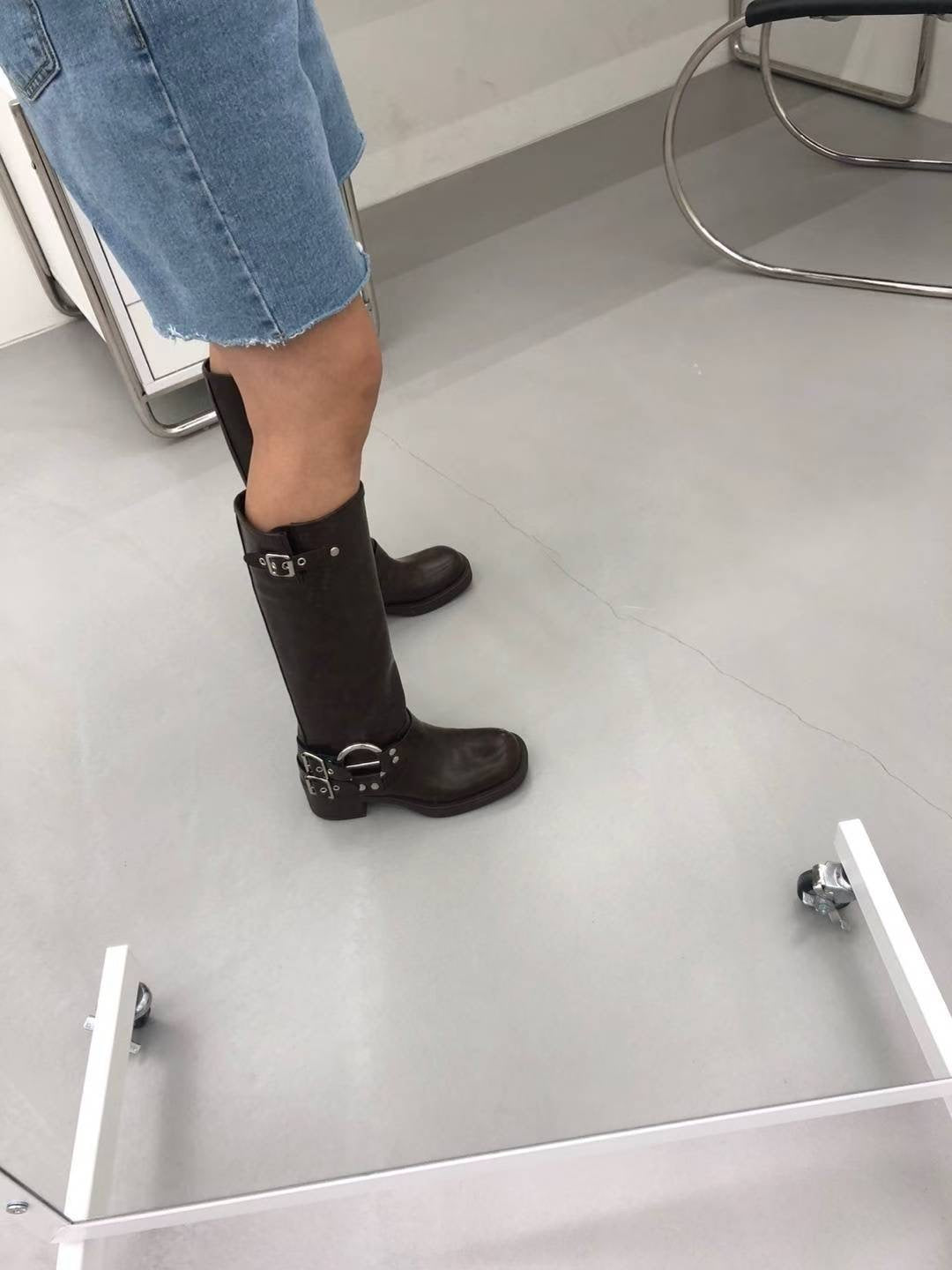 buckle boots (black/brown)(230-250)
