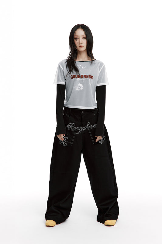 （韓國代購）ROUGHNECK Backflare Curved Pants Black（官方14/11後出貨）