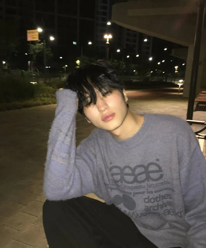 (韓國代購)AEAE WEB LOGO HAIRY KNIT [KHAKI/IVORY/SMOKY BLUE/BLACK/CHARCOAL] <Black Friday~25/11>