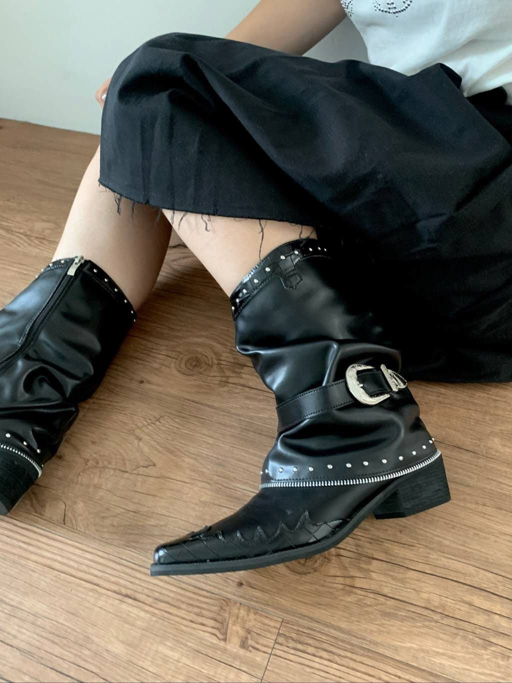 cow boy buckle boot(230-250) (PRE-ORDER)