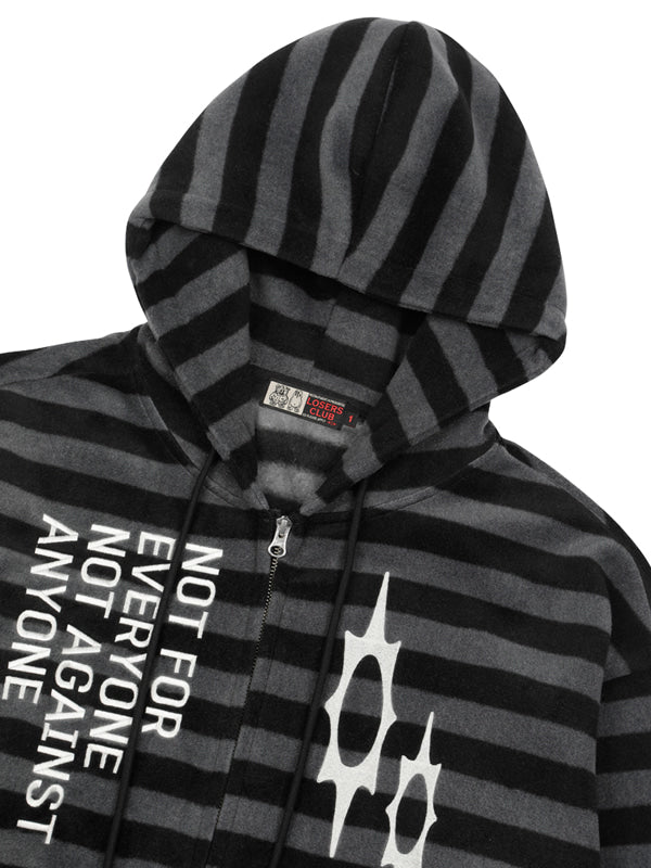 (韓國代購) LSC LOGO STRIPE FLEECE 2-WAY HOODIE ZIP-UP (BLACK)