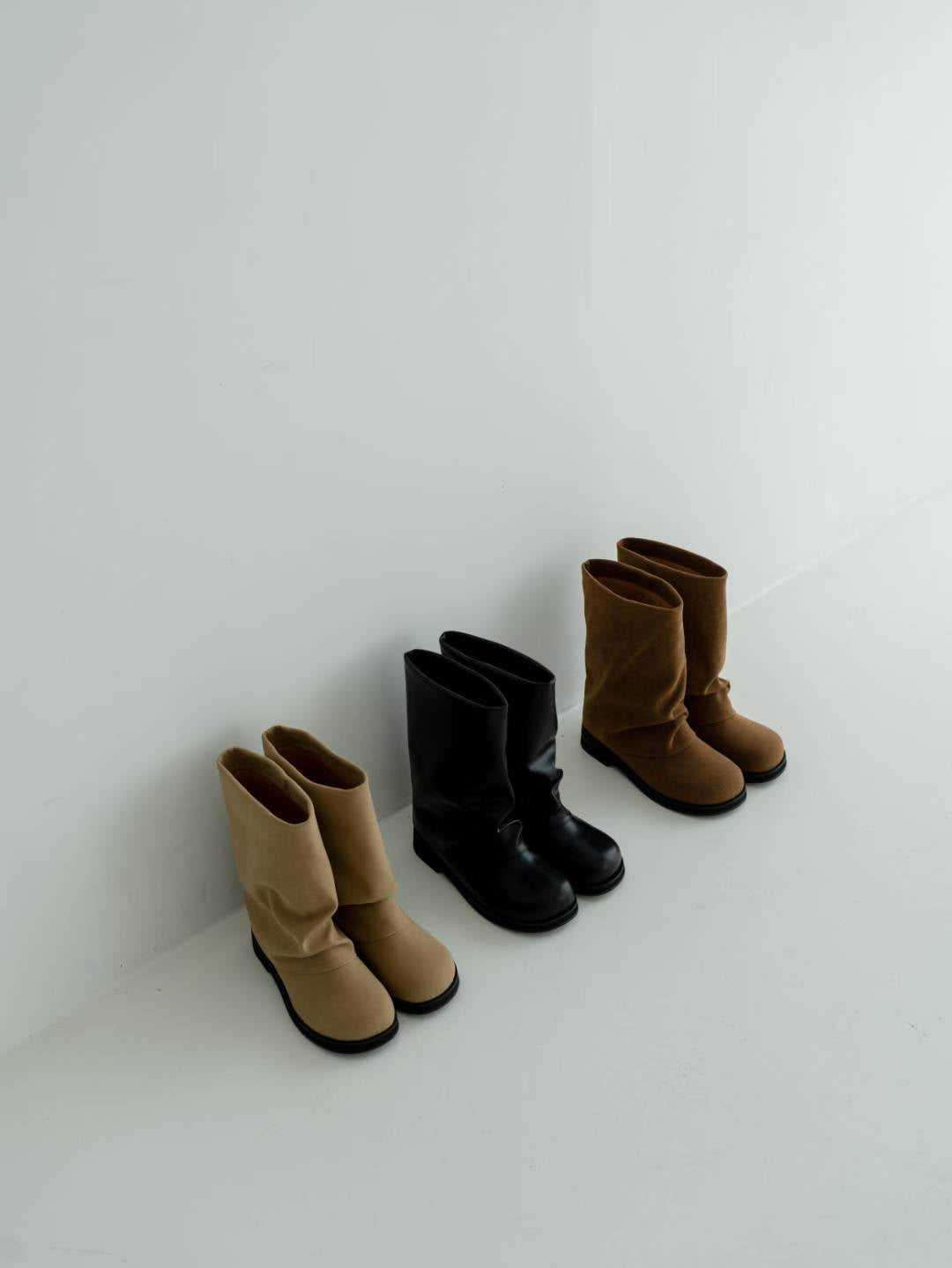 round toe boots (black/brown/khaki) (230-250)