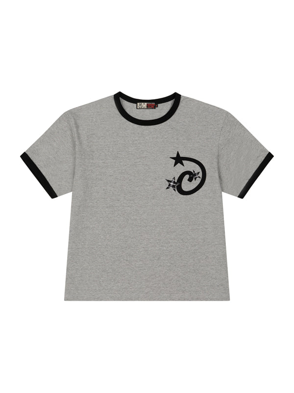 (韓國代購) LOSERSCLUB LSC STAR APPLIQUE CROP RINGER TEE (WHITE/BLACK/GRAY)