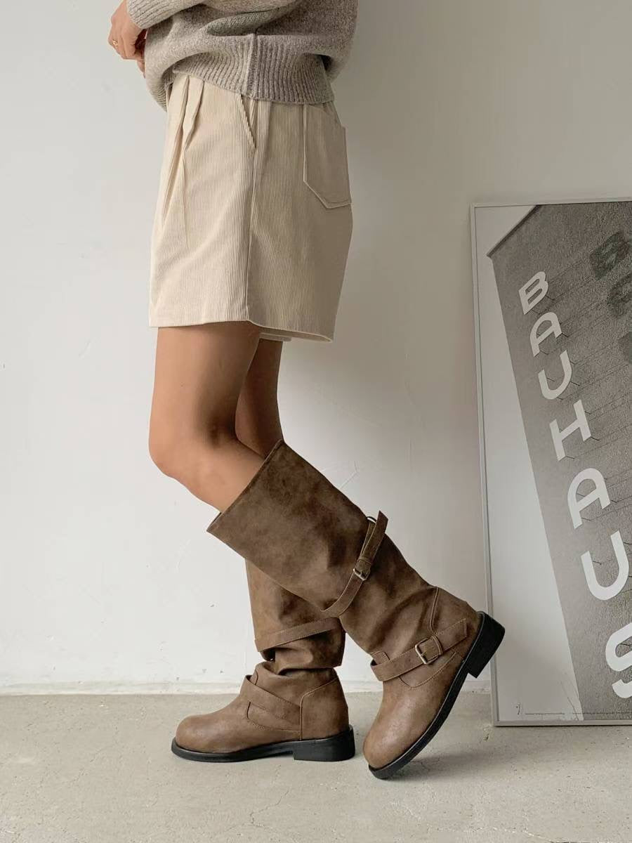 foldable buckle boots(black/brown/beige) (225-250)