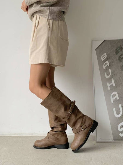 foldable buckle boots(black/brown/beige) (225-250)