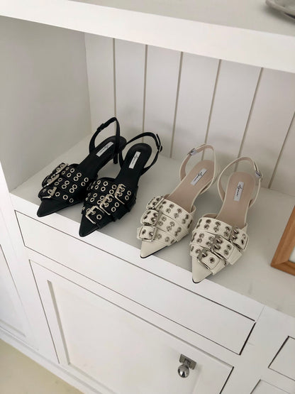 buckle heels(black/ivory)(230-250)